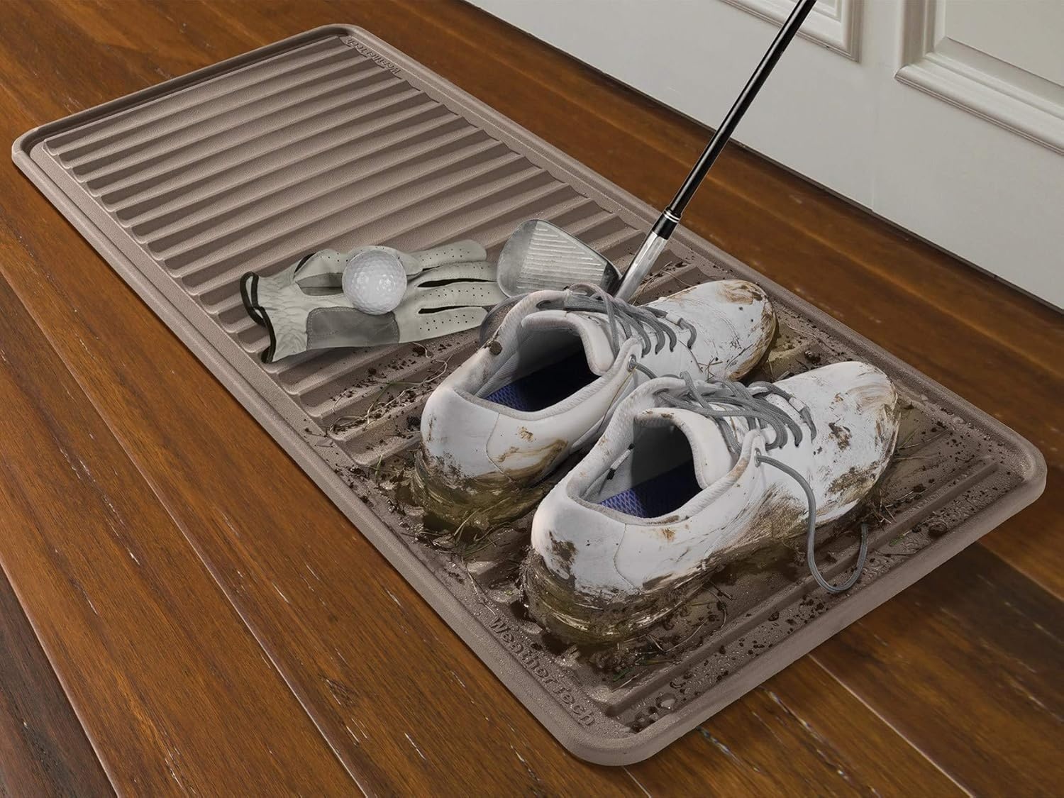 image:imageWeatherTech BootTray 16x36 Grey Durable Mat for Dirty Boots and ShoesTan