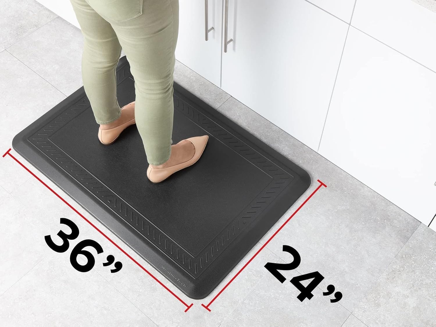image:imageWeatherTech ComfortMat 24 by 36 Inches AntiFatigue Comfort Mat Bordered Pattern Tan
