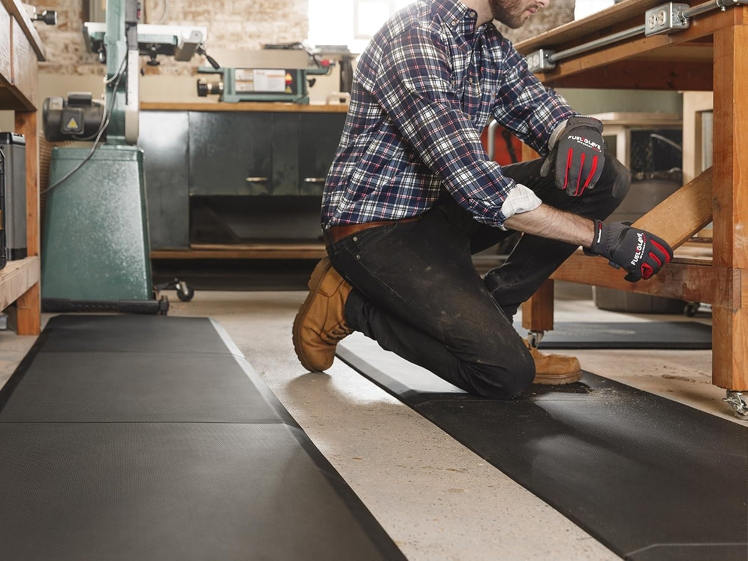 image:imageWeatherTech ComfortMat Connect Cushioned NonSlip Waterproof AntiFatigue Mat 25 x 25 Corner Mat Stone GreyCocoa