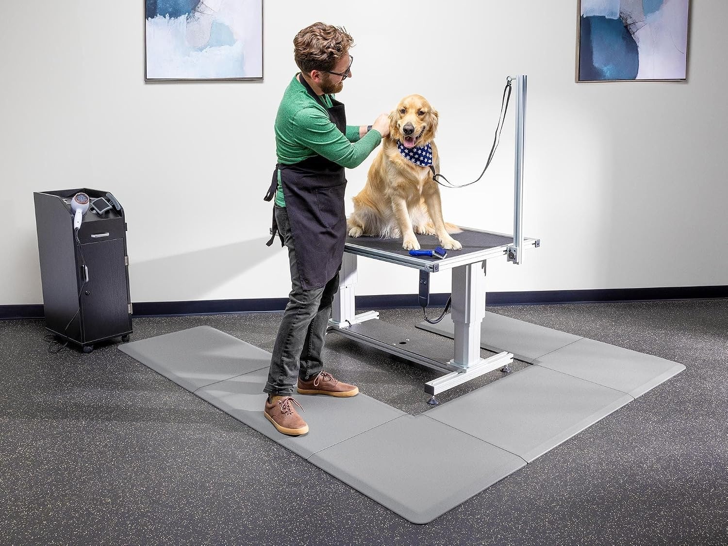 image:imageWeatherTech ComfortMat Connect Cushioned NonSlip Waterproof AntiFatigue Mat 25 x 25 Corner Mat Stone GreyCocoa