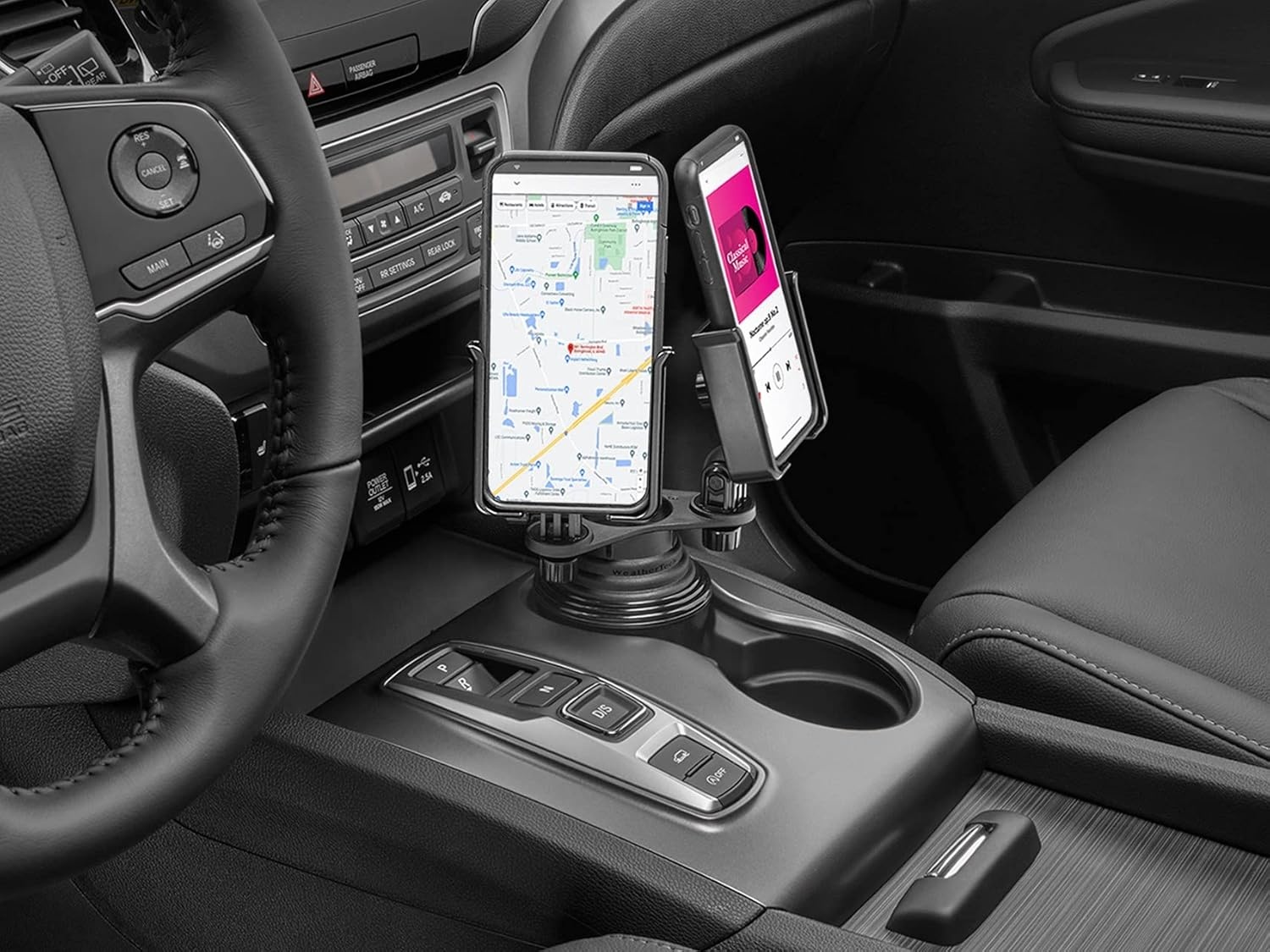 image:imageWeatherTech CupFone Duo Adjustable Universal Cup Holder Phone Mount Car amp Truck Accessory Best Design for iPhone amp Smartphone Charging Black Plastic KnobsGraphite
