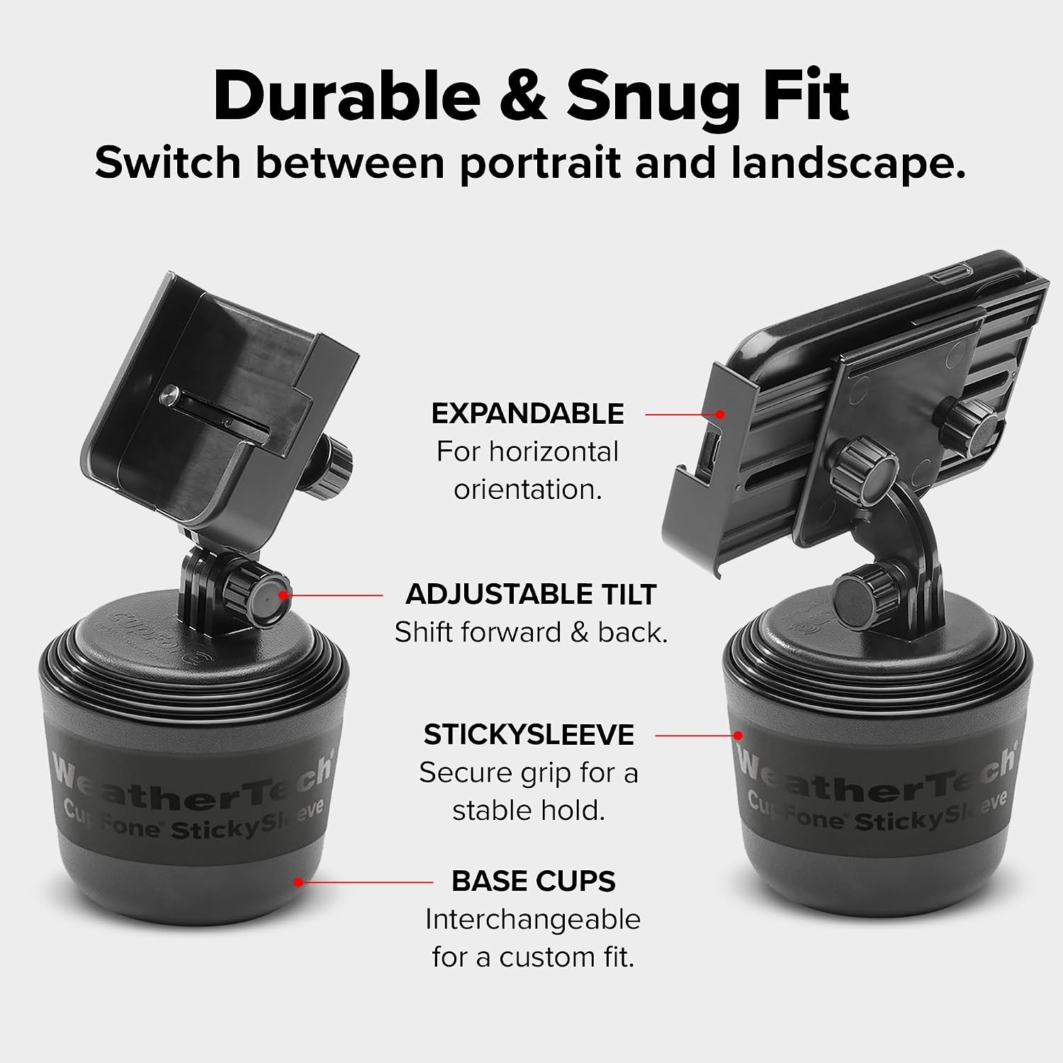 image:imageWeatherTech CupFone Two View Adjustable Universal Cup Holder Phone Mount Car amp Truck Accessory Best Design for iPhone amp Smartphone Charging Black Plastic KnobsOrange