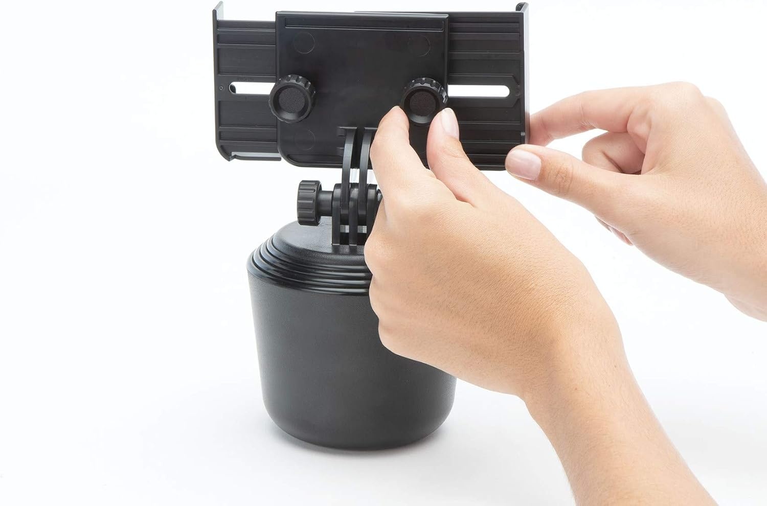 image:imageWeatherTech CupFone Two View Adjustable Universal Cup Holder Phone Mount Car amp Truck Accessory Best Design for iPhone amp Smartphone Charging Black Plastic KnobsGraphite