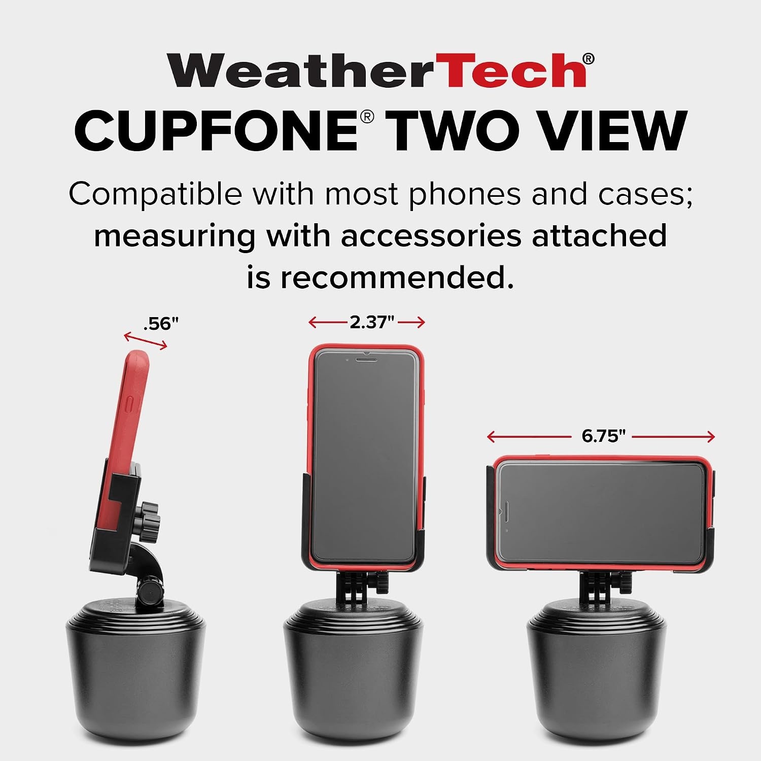 image:imageWeatherTech CupFone Two View Adjustable Universal Cup Holder Phone Mount Car amp Truck Accessory Best Design for iPhone amp Smartphone Charging Black Plastic KnobsOrange