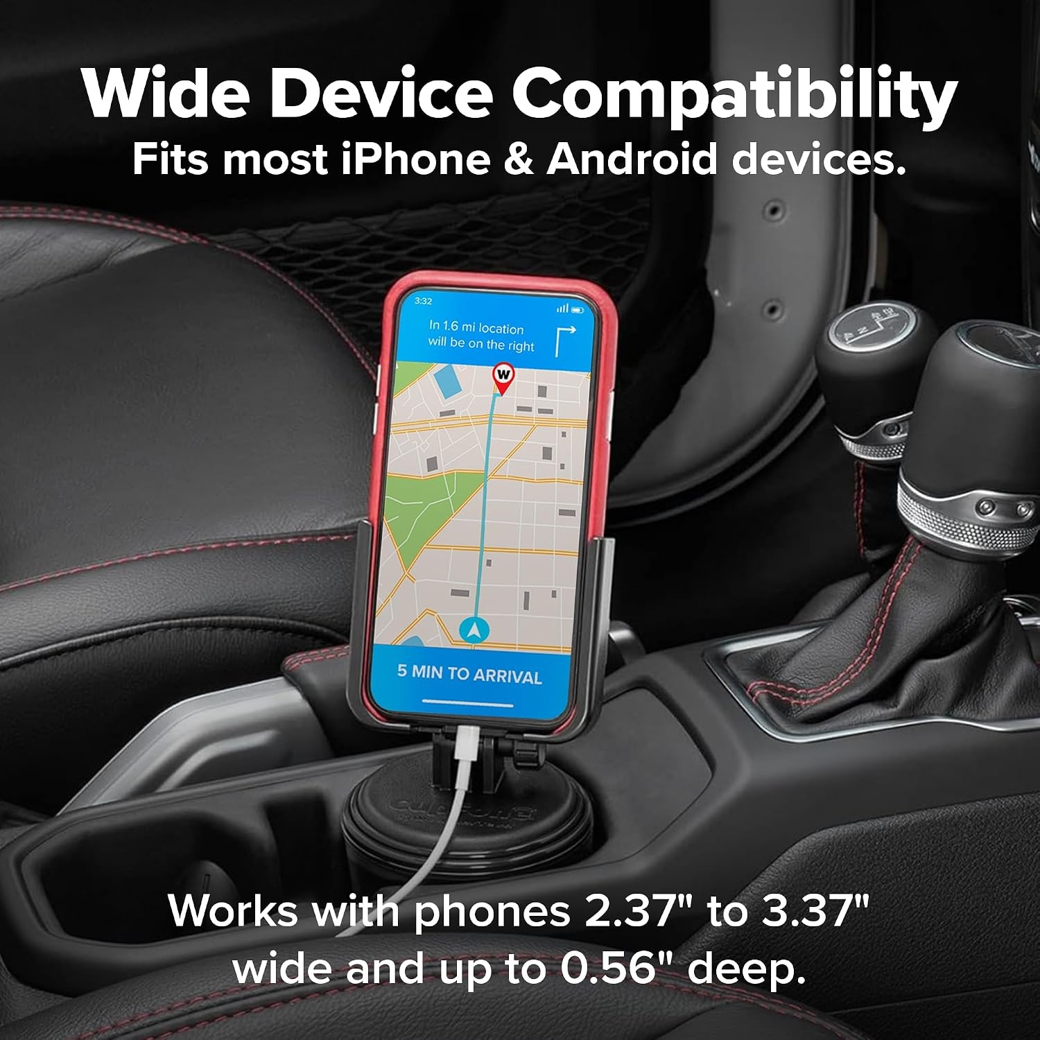 image:imageWeatherTech CupFone Universal Cup Holder Phone Mount for Cars Adjustable amp Secure Fit with Open Access for Charging Compatible with iPhone Android BlackRose Gold Billet Knobs