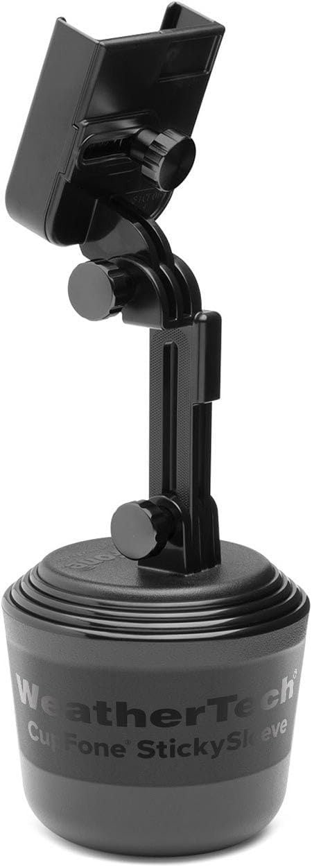 image:imageWeatherTech CupFone Universal Cup Holder Phone Mount for Cars Adjustable amp Secure Fit with Open Access for Charging Compatible with iPhone Android BlackBlack Billet Knobs