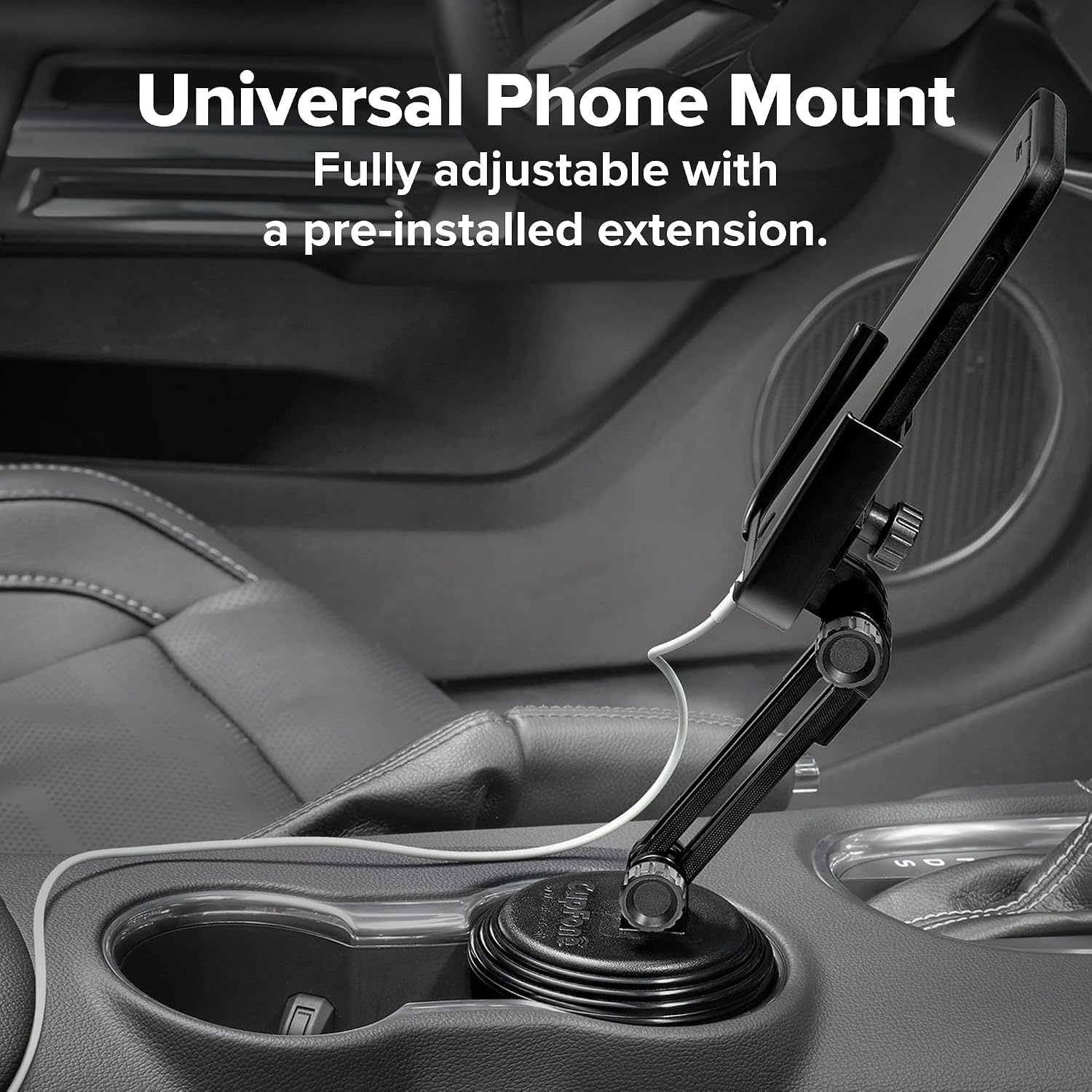 image:imageWeatherTech CupFone Universal Cup Holder Phone Mount for Cars Adjustable amp Secure Fit with Open Access for Charging Compatible with iPhone Android BlackRose Gold Billet Knobs