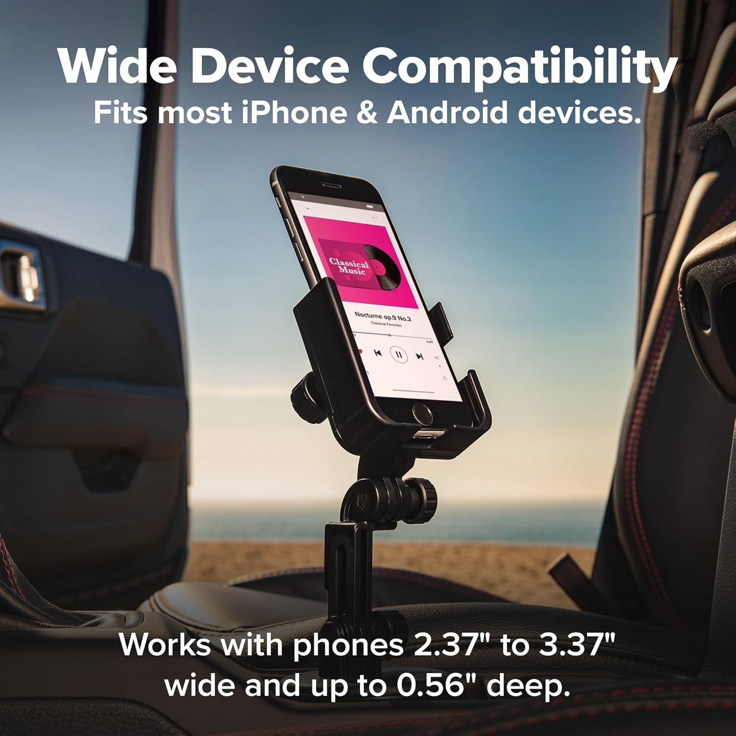 image:imageWeatherTech CupFone Universal Cup Holder Phone Mount for Cars Adjustable amp Secure Fit with Open Access for Charging Compatible with iPhone Android BlackRed Billet Knobs
