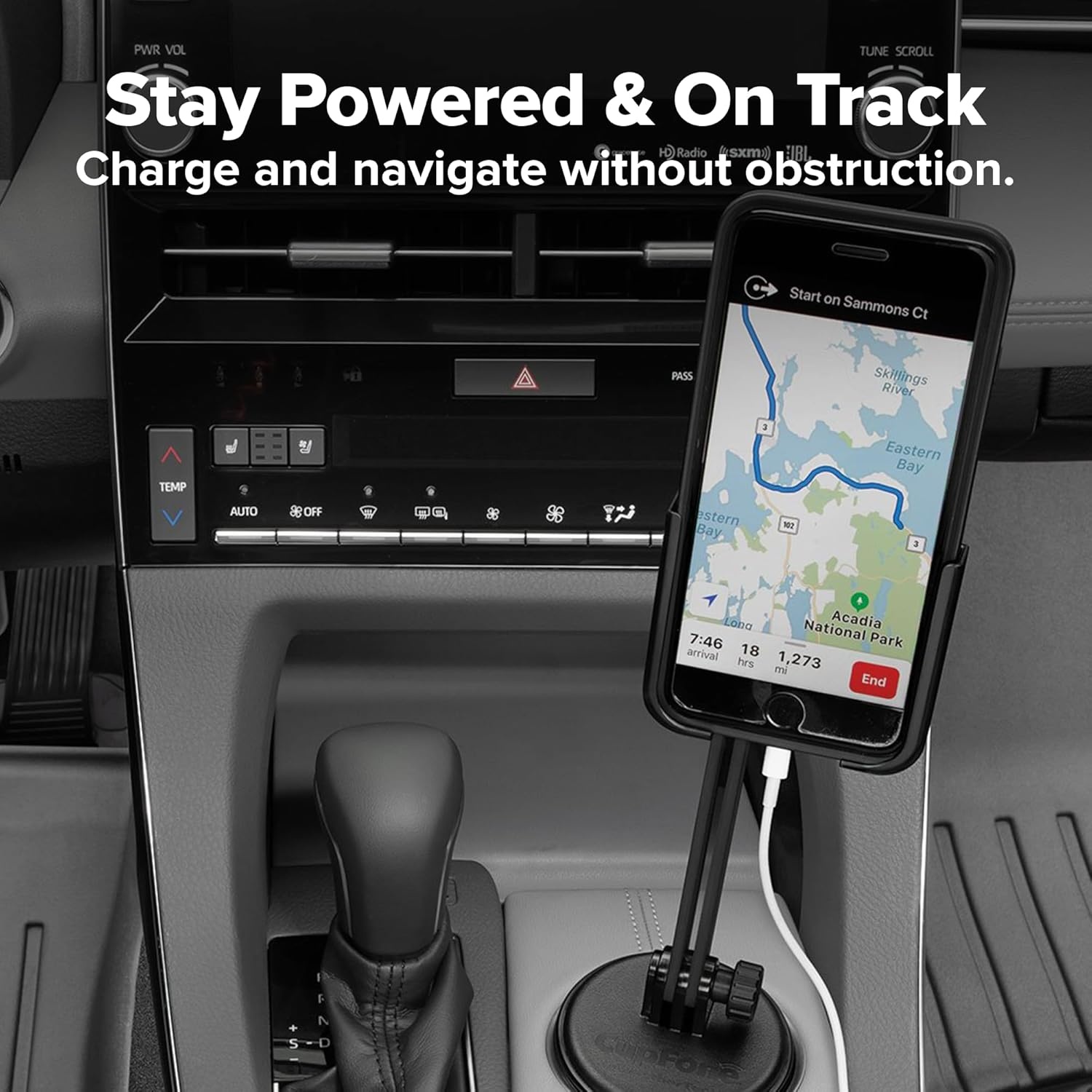 image:imageWeatherTech CupFone Universal Cup Holder Phone Mount for Cars Adjustable amp Secure Fit with Open Access for Charging Compatible with iPhone Android BlackRed Billet Knobs