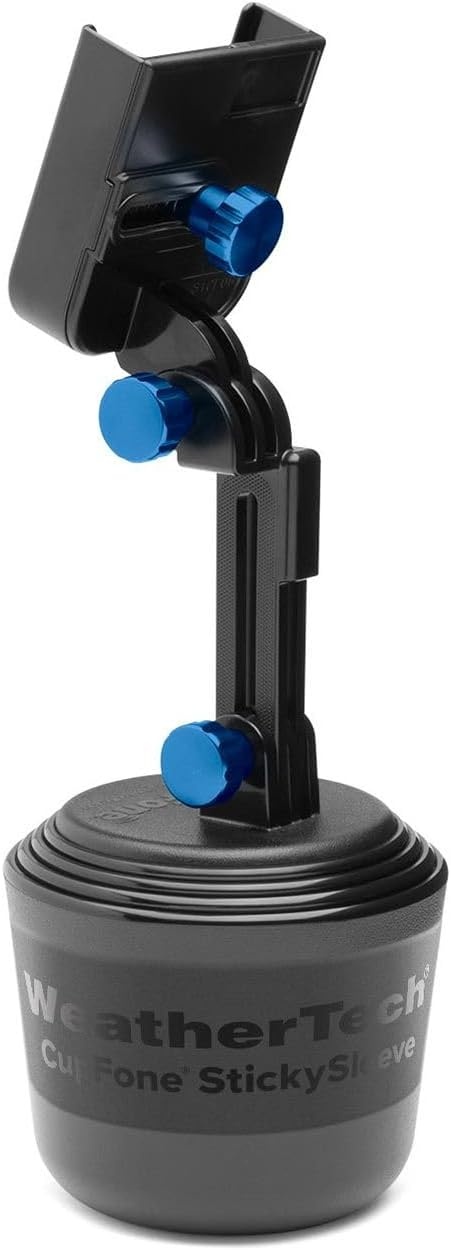 image:imageWeatherTech CupFone Universal Cup Holder Phone Mount for Cars Adjustable amp Secure Fit with Open Access for Charging Compatible with iPhone Android BlackRoyal Blue Billet Knobs