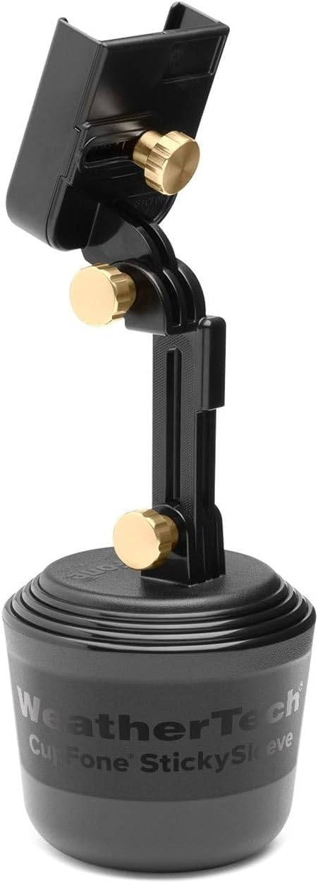 image:imageWeatherTech CupFone Universal Cup Holder Phone Mount for Cars Adjustable amp Secure Fit with Open Access for Charging Compatible with iPhone Android BlackRose Gold Billet Knobs