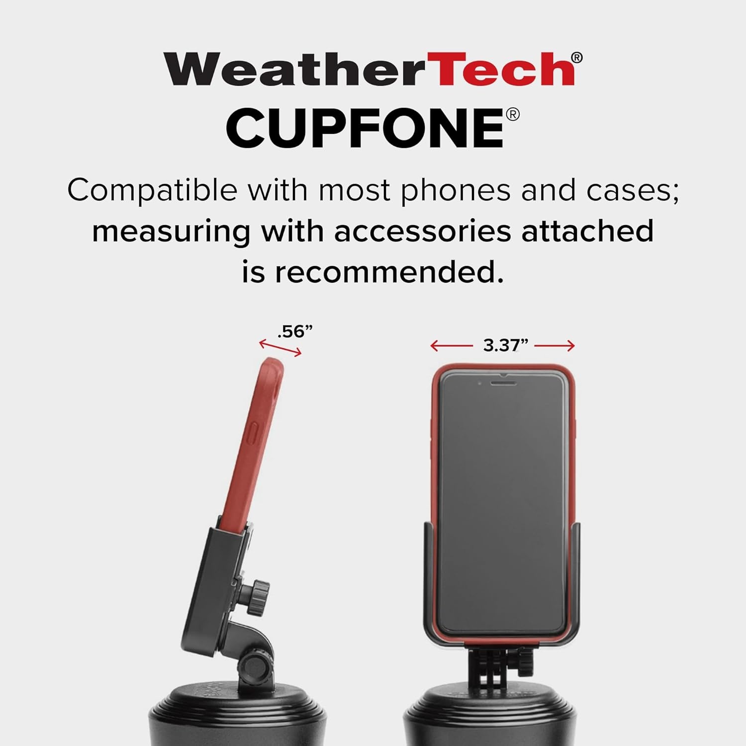 image:imageWeatherTech CupFone Universal Cup Holder Phone Mount for Cars Adjustable amp Secure Fit with Open Access for Charging Compatible with iPhone Android BlackForest Green Billet Knobs