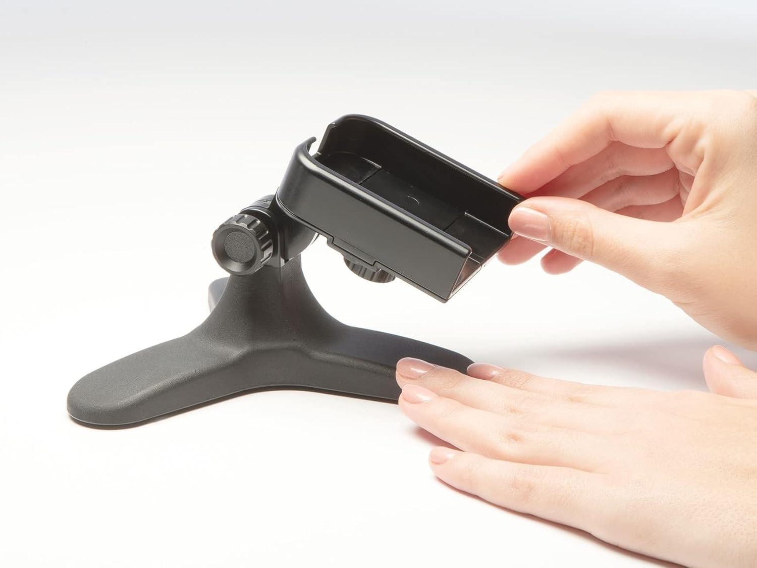 image:imageWeatherTech DeskFone Universal Desktop Cell Phone HolderSilver Metal Knobs