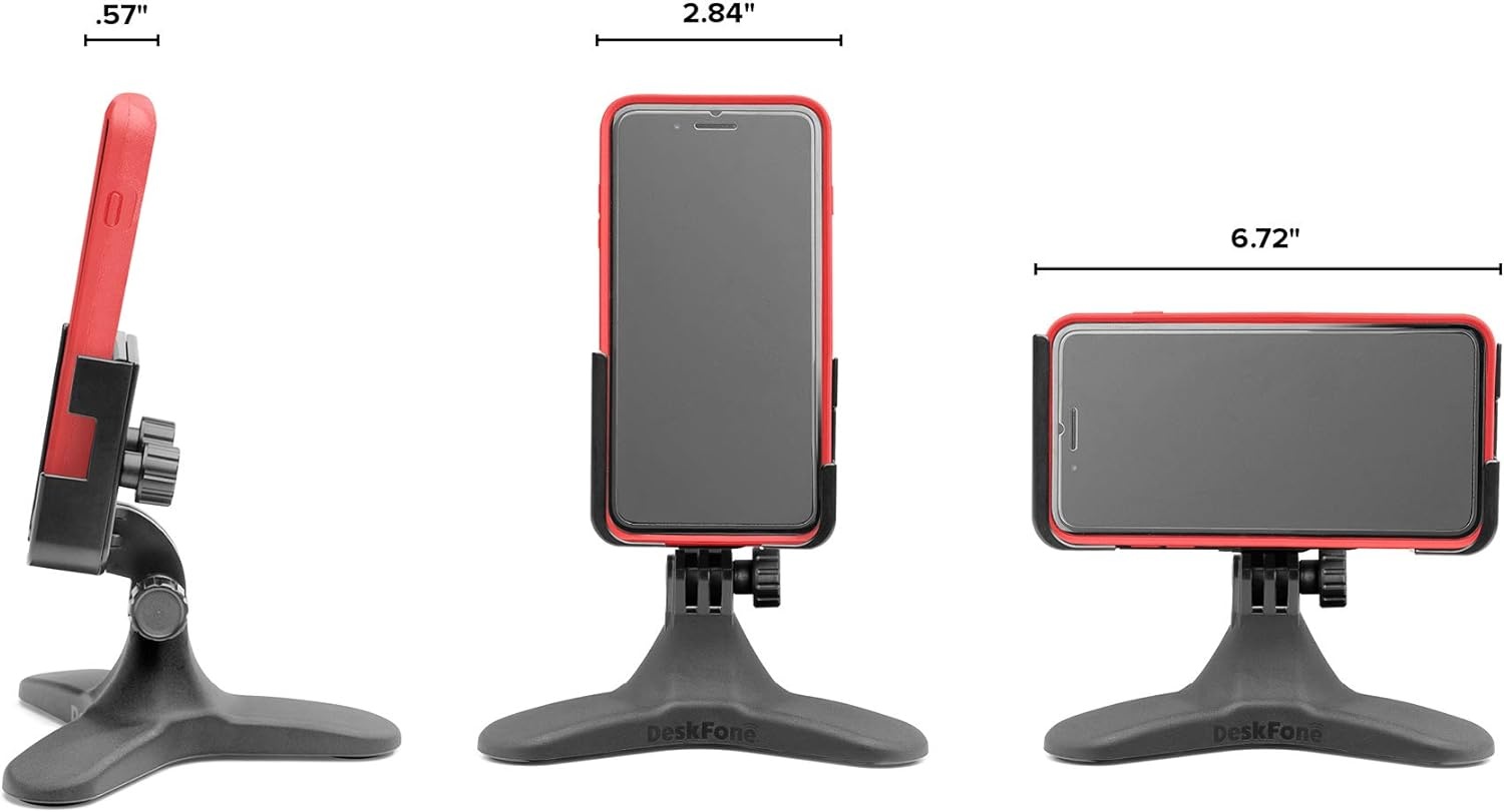 image:imageWeatherTech DeskFone Two View Universal Phone Holder for Flat Surfaces Office Kitchen Nightstand Black Plastic KnobsBlack Plastic Knobs