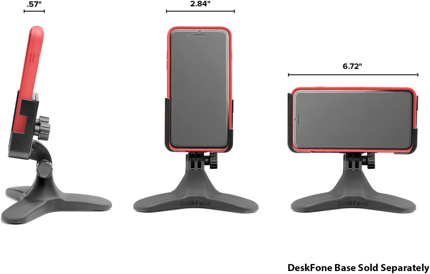 image:imageWeatherTech DeskFone Two View Universal Phone Holder for Flat Surfaces Office Kitchen Nightstand Black Plastic KnobsRose Gold Metal Knobs