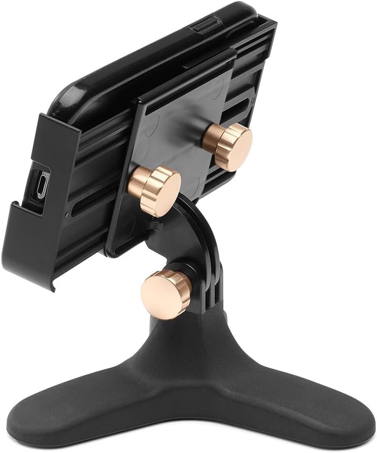 image:imageWeatherTech DeskFone Two View Universal Phone Holder for Flat Surfaces Office Kitchen Nightstand Black Plastic KnobsRose Gold Metal Knobs