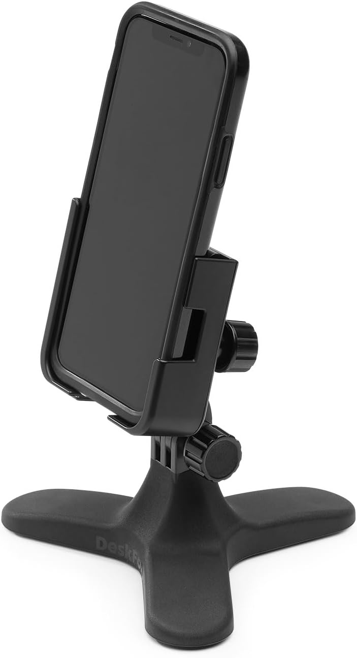 image:imageWeatherTech DeskFone Two View Universal Phone Holder for Flat Surfaces Office Kitchen Nightstand Black Plastic KnobsViolet Metal Knobs