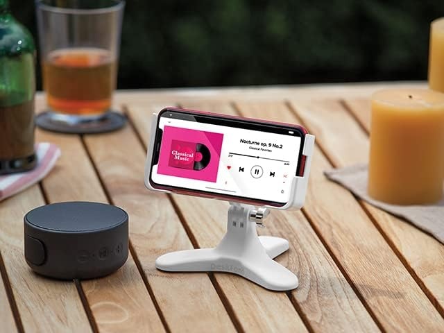 image:imageWeatherTech DeskFone Two View in White Adjustable Universal Cell Phone Holder Mount Stand for Desk Counter Table Tripod Design for iPhone amp Smartphone Charging White Plastic KnobsRed Metal Knobs