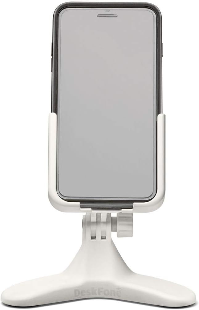image:imageWeatherTech DeskFone in White Adjustable Universal Cell Phone Holder Mount Stand for Desk Counter Table Tripod Design for iPhone amp Smartphone Charging Plastic KnobsRoyal Blue Metal Knobs