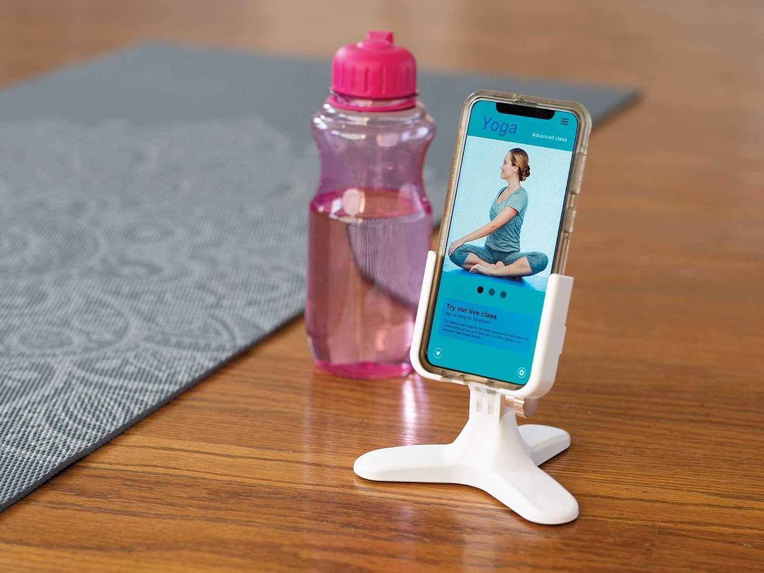 image:imageWeatherTech DeskFone in White Adjustable Universal Cell Phone Holder Mount Stand for Desk Counter Table Tripod Design for iPhone amp Smartphone Charging Plastic KnobsOrange Metal Knobs
