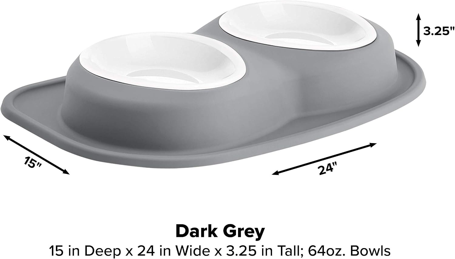 image:imageWeatherTech Double Low Pet Feeding System wPlastic DogCat Bowls 8 oz 1 Cup Dark Grey PDL0801DGDark Grey