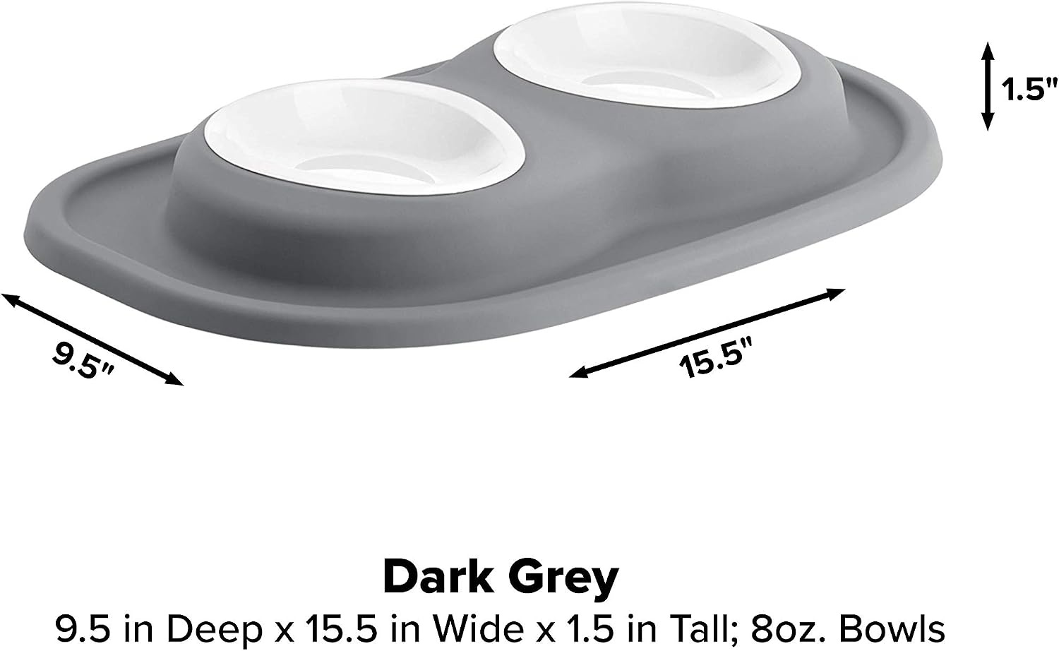 image:imageWeatherTech Double Low Pet Feeding System wPlastic DogCat Bowls 8 oz 1 Cup Dark Grey PDL0801DGDark Grey