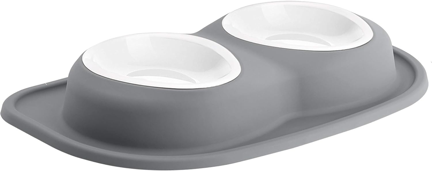 image:imageWeatherTech Double Low Pet Feeding System wPlastic DogCat Bowls 8 oz 1 Cup Dark Grey PDL0801DGDark Grey