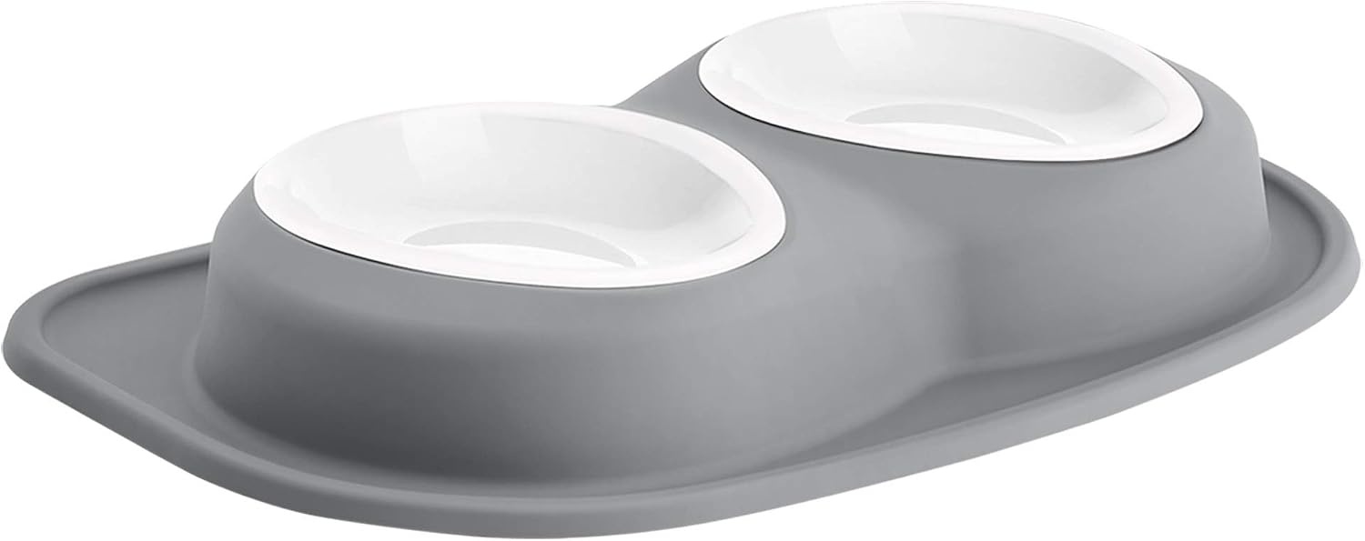 image:imageWeatherTech Double Low Pet Feeding System wPlastic DogCat Bowls 8 oz 1 Cup Dark Grey PDL0801DGDark Grey