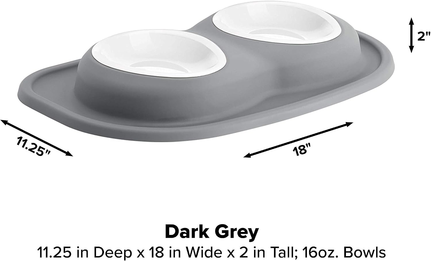 image:imageWeatherTech Double Low Pet Feeding System wPlastic DogCat Bowls 8 oz 1 Cup Dark Grey PDL0801DGDark Grey