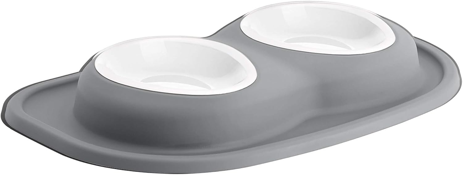 image:imageWeatherTech Double Low Pet Feeding System wPlastic DogCat Bowls 8 oz 1 Cup Dark Grey PDL0801DGDark Grey