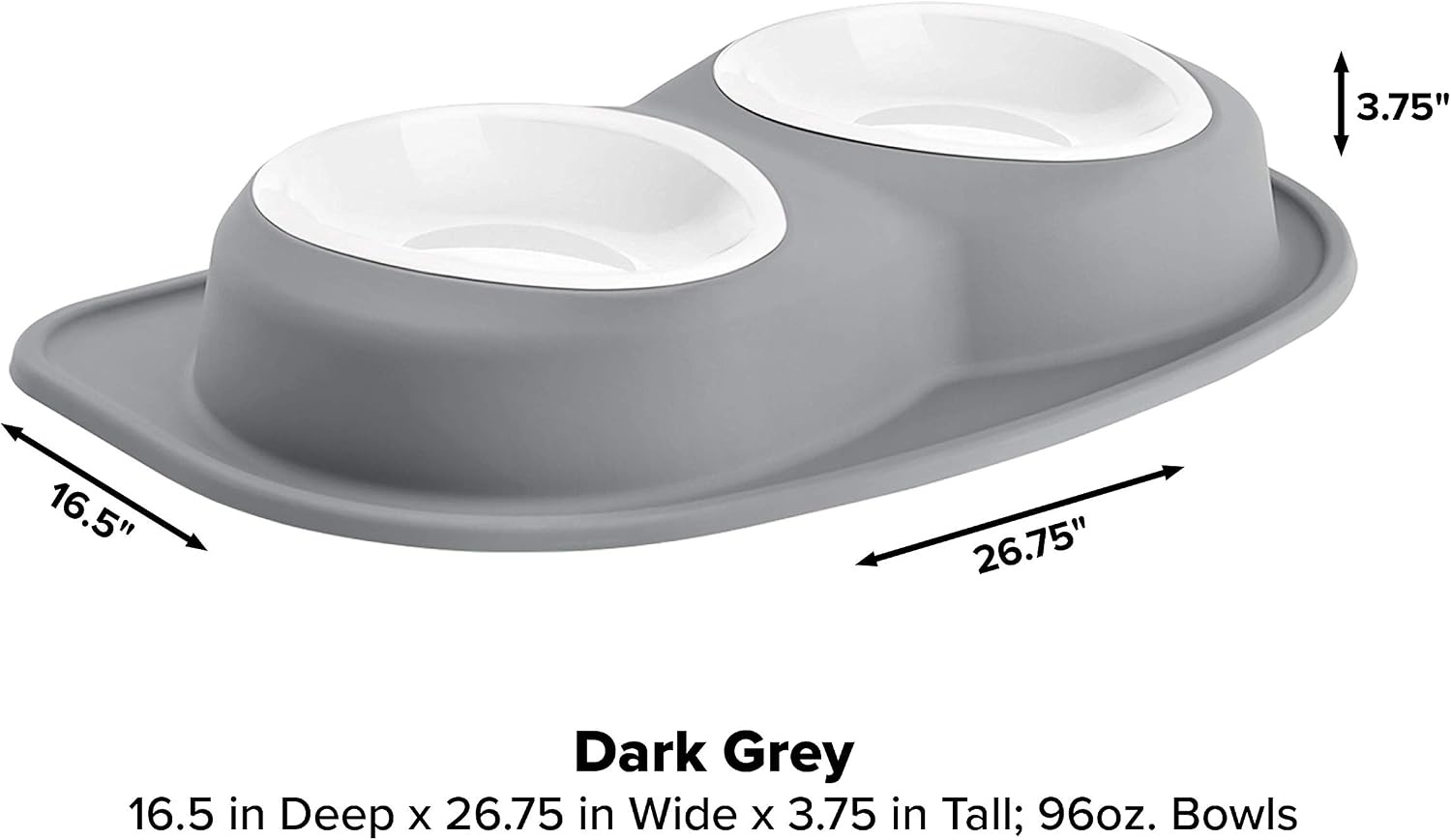 image:imageWeatherTech Double Low Pet Feeding System wPlastic DogCat Bowls 8 oz 1 Cup Dark Grey PDL0801DGDark Grey
