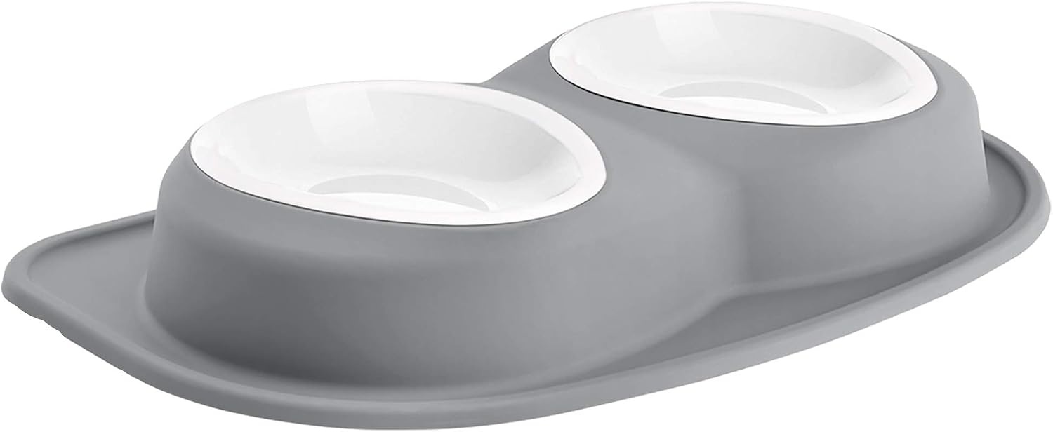 image:imageWeatherTech Double Low Pet Feeding System wPlastic DogCat Bowls 8 oz 1 Cup Dark Grey PDL0801DGDark Grey