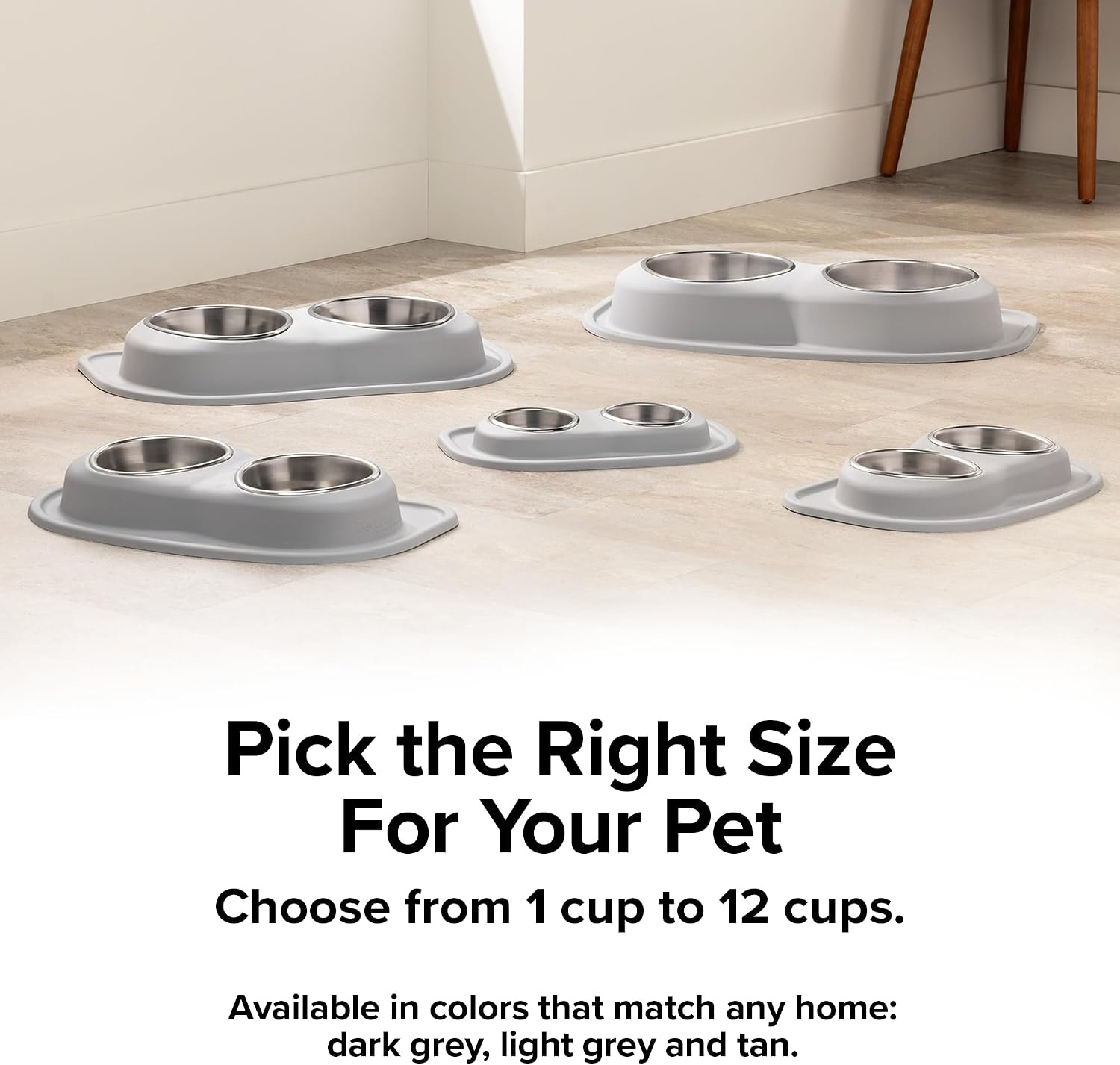 image:imageWeatherTech Double Low Pet Feeding System wPlastic DogCat Bowls 8 oz 1 Cup Dark Grey PDL0801DGDark Grey