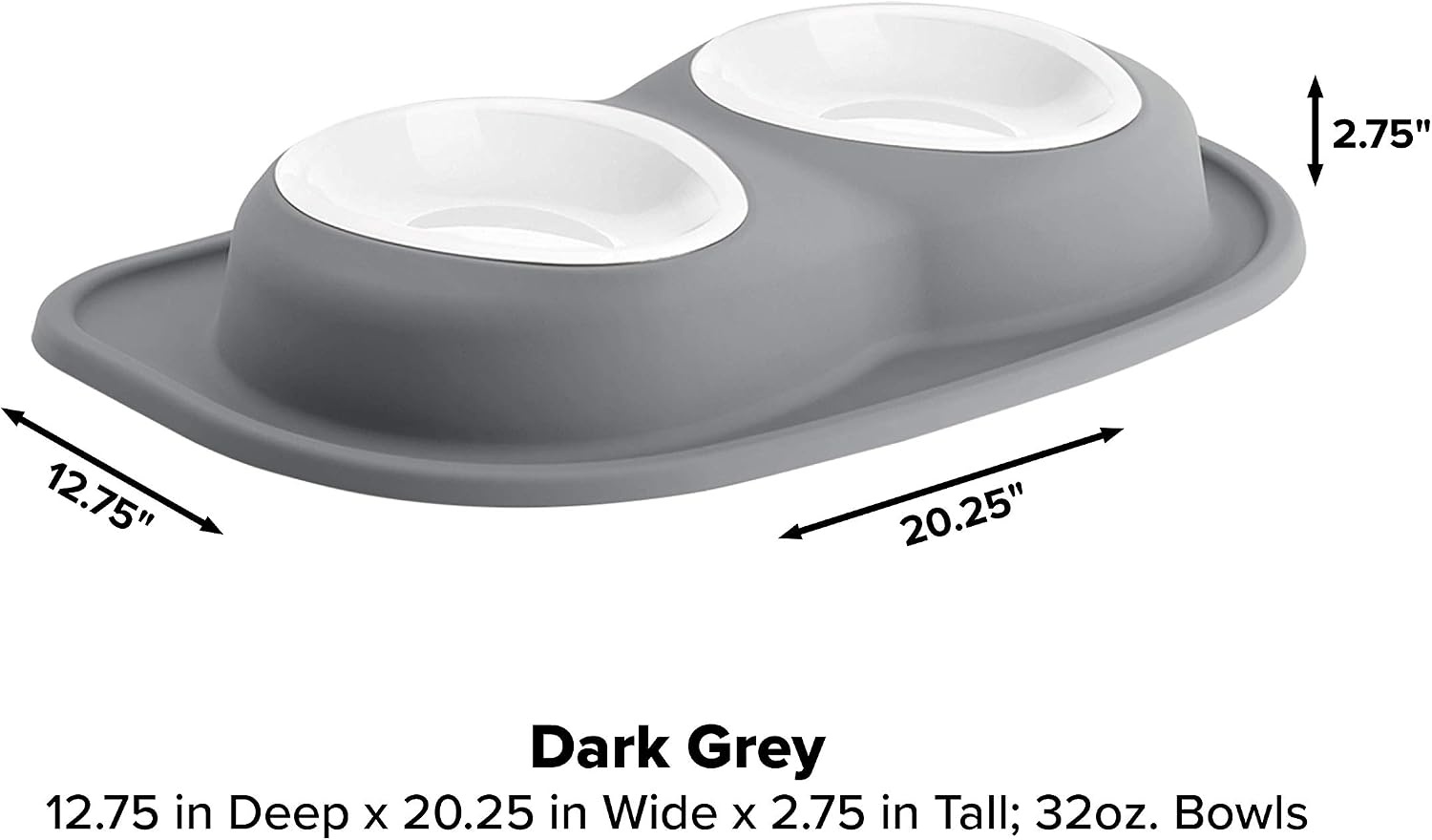 image:imageWeatherTech Double Low Pet Feeding System wPlastic DogCat Bowls 8 oz 1 Cup Dark Grey PDL0801DGDark Grey