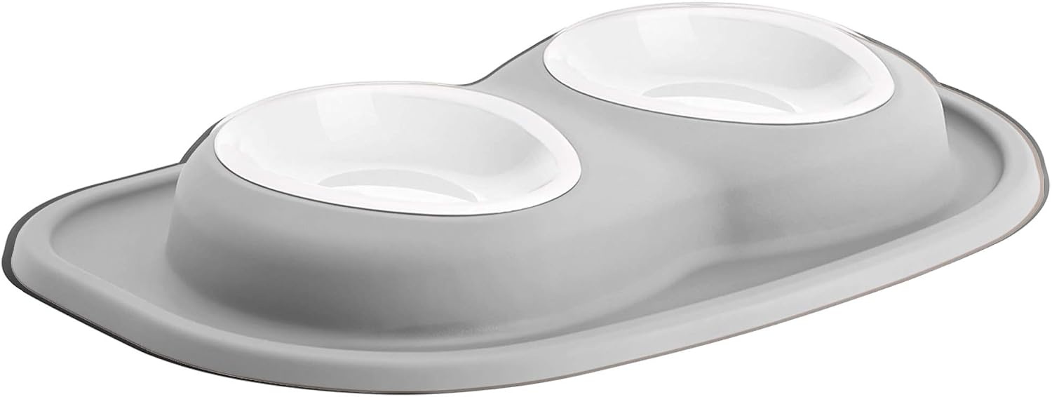 image:imageWeatherTech Double Low Pet Feeding System wPlastic DogCat Bowls 8 oz 1 Cup Dark Grey PDL0801DGLight Grey