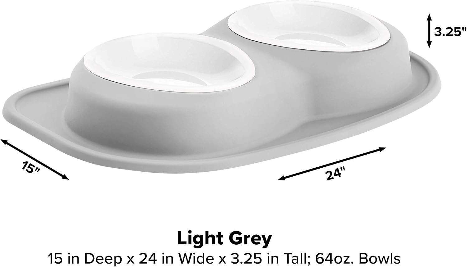 image:imageWeatherTech Double Low Pet Feeding System wPlastic DogCat Bowls 8 oz 1 Cup Dark Grey PDL0801DGLight Grey