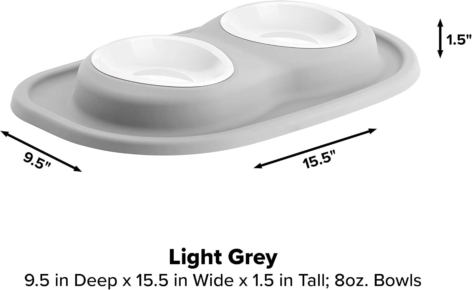 image:imageWeatherTech Double Low Pet Feeding System wPlastic DogCat Bowls 8 oz 1 Cup Dark Grey PDL0801DGLight Grey
