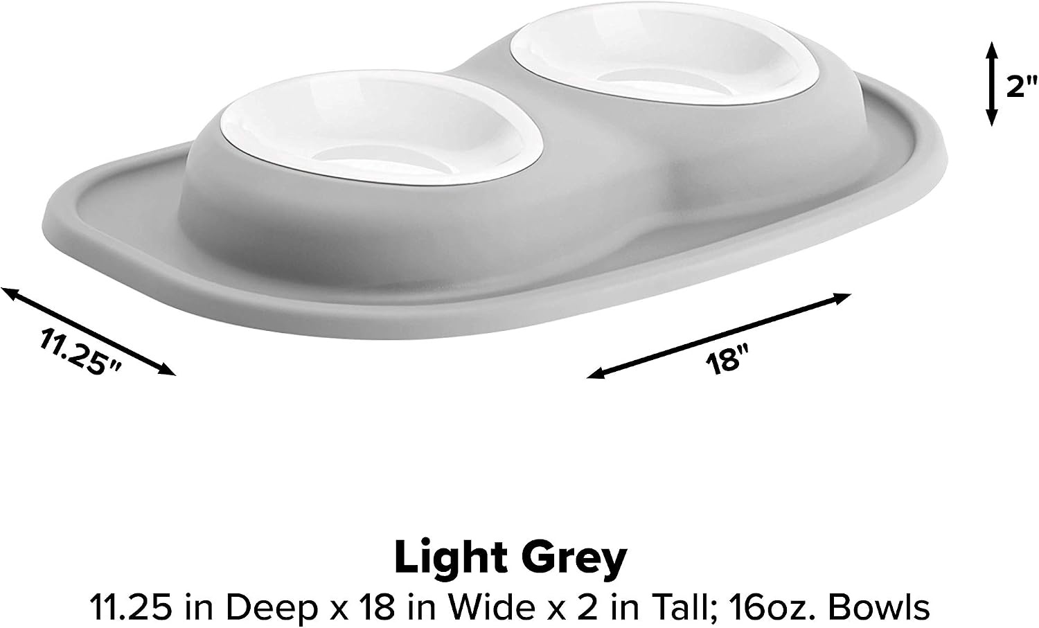 image:imageWeatherTech Double Low Pet Feeding System wPlastic DogCat Bowls 8 oz 1 Cup Dark Grey PDL0801DGLight Grey