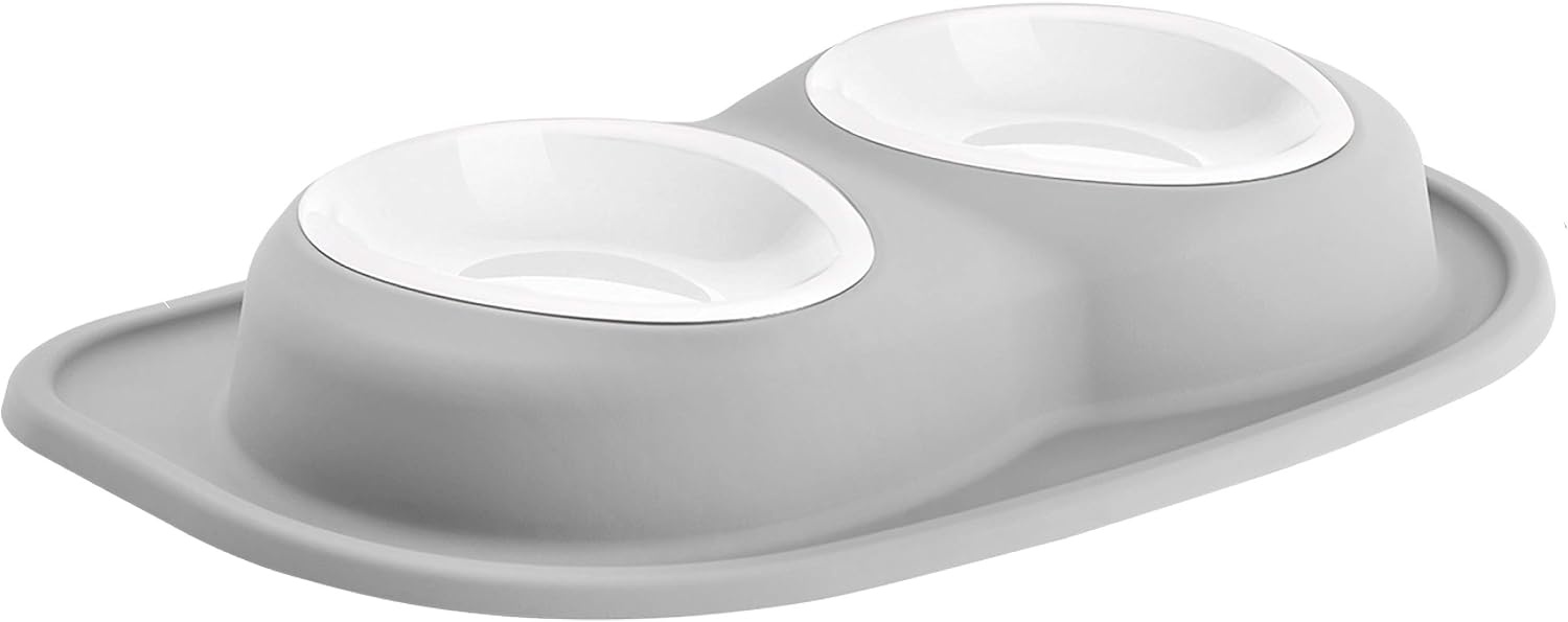 image:imageWeatherTech Double Low Pet Feeding System wPlastic DogCat Bowls 8 oz 1 Cup Dark Grey PDL0801DGLight Grey