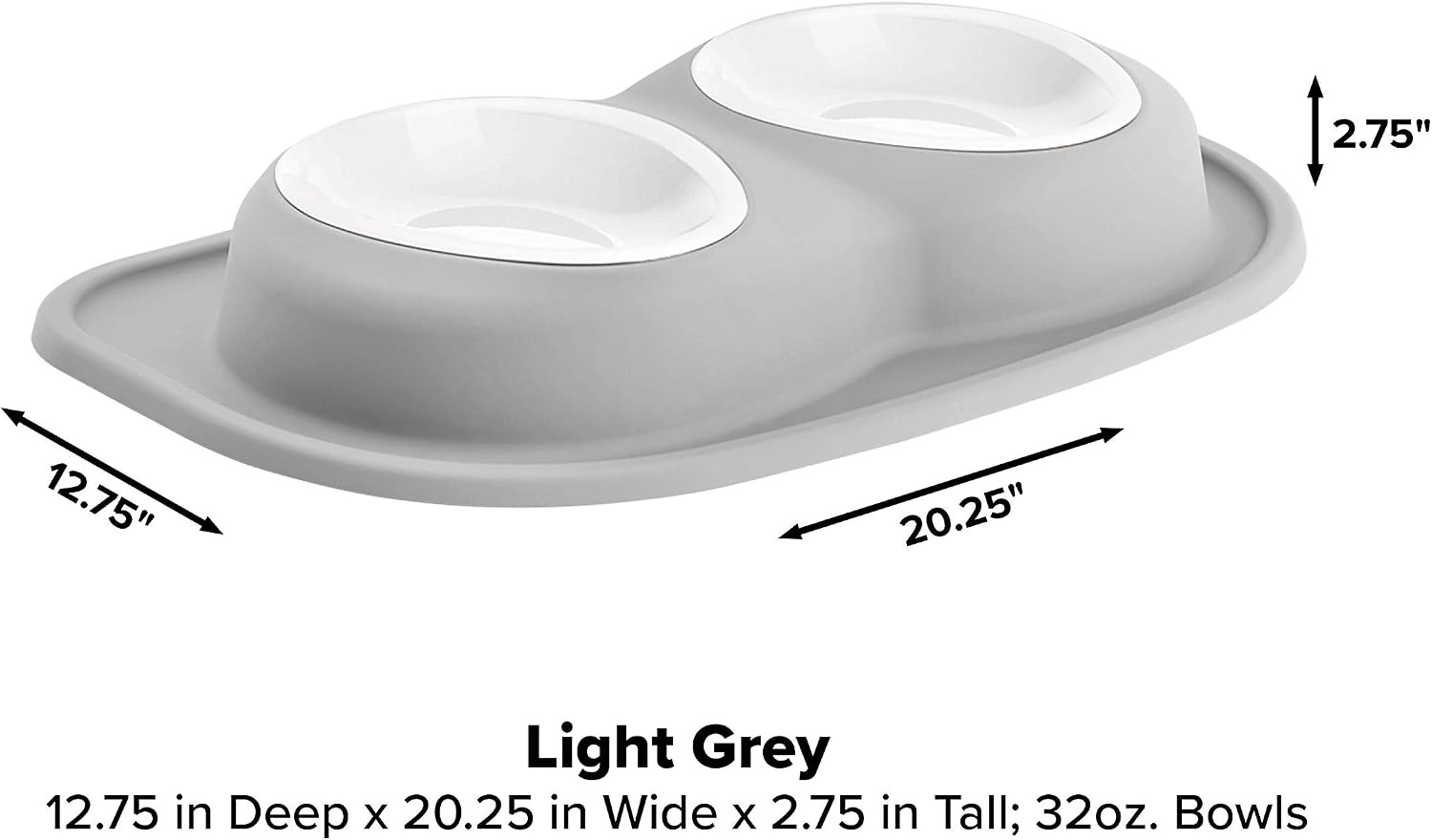 image:imageWeatherTech Double Low Pet Feeding System wPlastic DogCat Bowls 8 oz 1 Cup Dark Grey PDL0801DGLight Grey