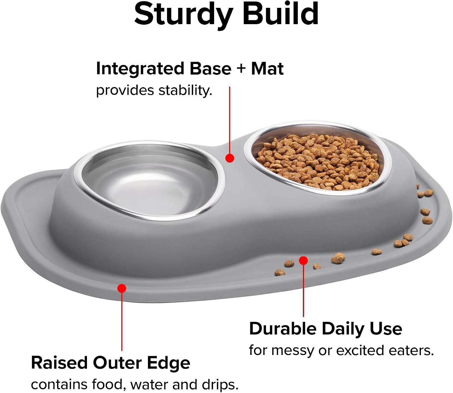 image:imageWeatherTech Double Low Pet Feeding System wPlastic DogCat Bowls 8 oz 1 Cup Dark Grey PDL0801DGTan