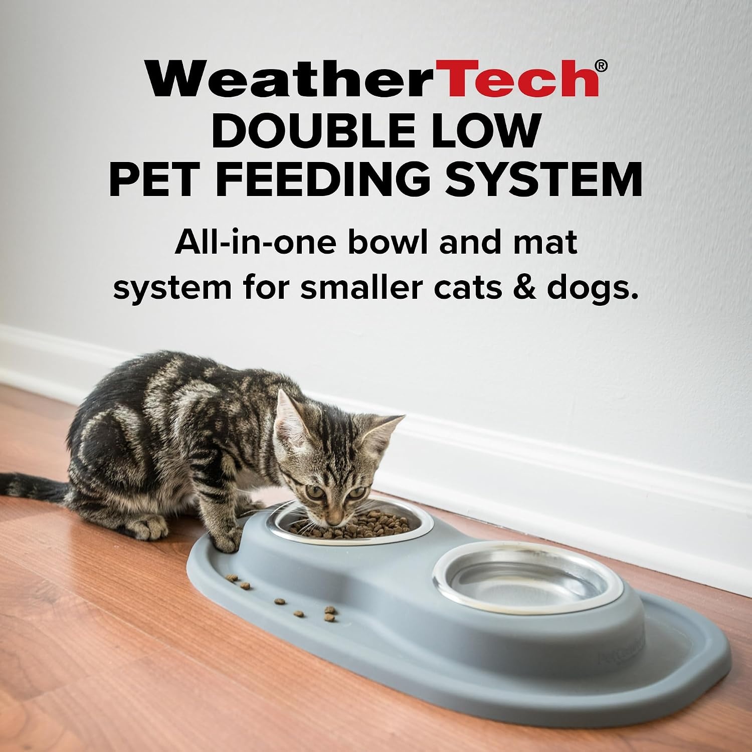 image:imageWeatherTech Double Low Pet Feeding System wPlastic DogCat Bowls 8 oz 1 Cup Dark Grey PDL0801DGTan