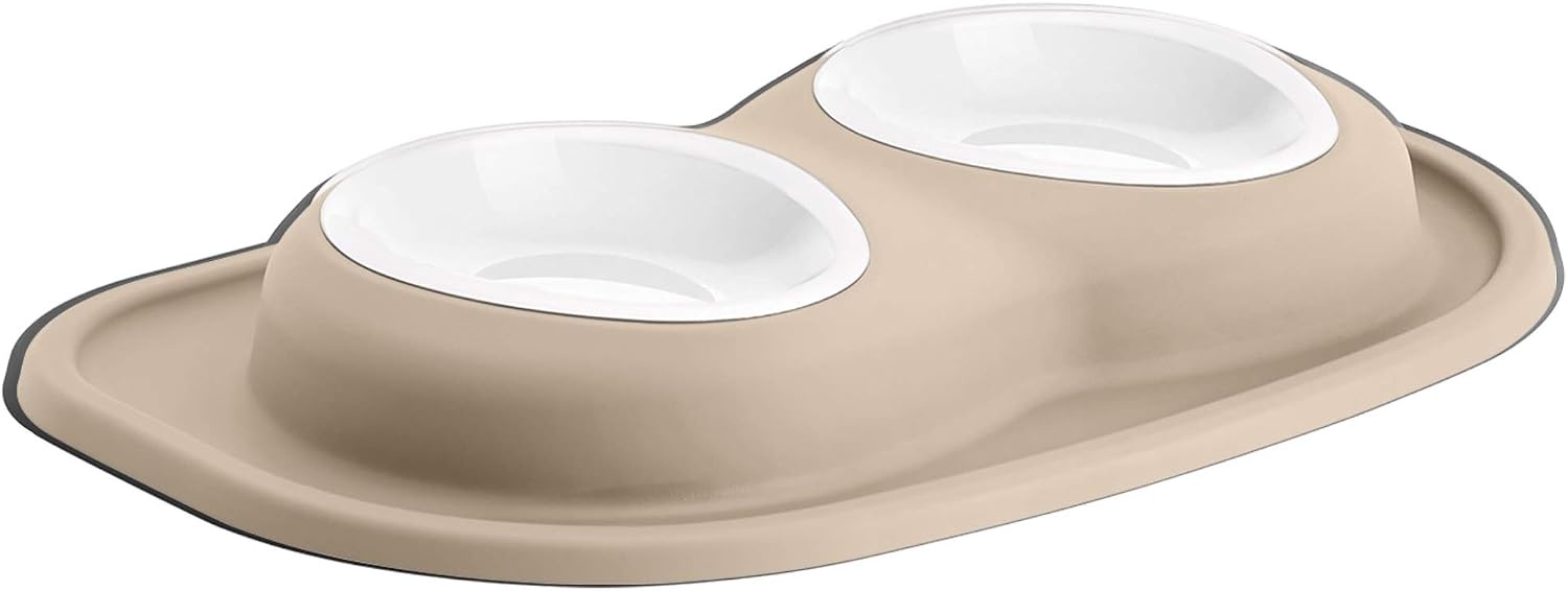 image:imageWeatherTech Double Low Pet Feeding System wPlastic DogCat Bowls 8 oz 1 Cup Dark Grey PDL0801DGTan
