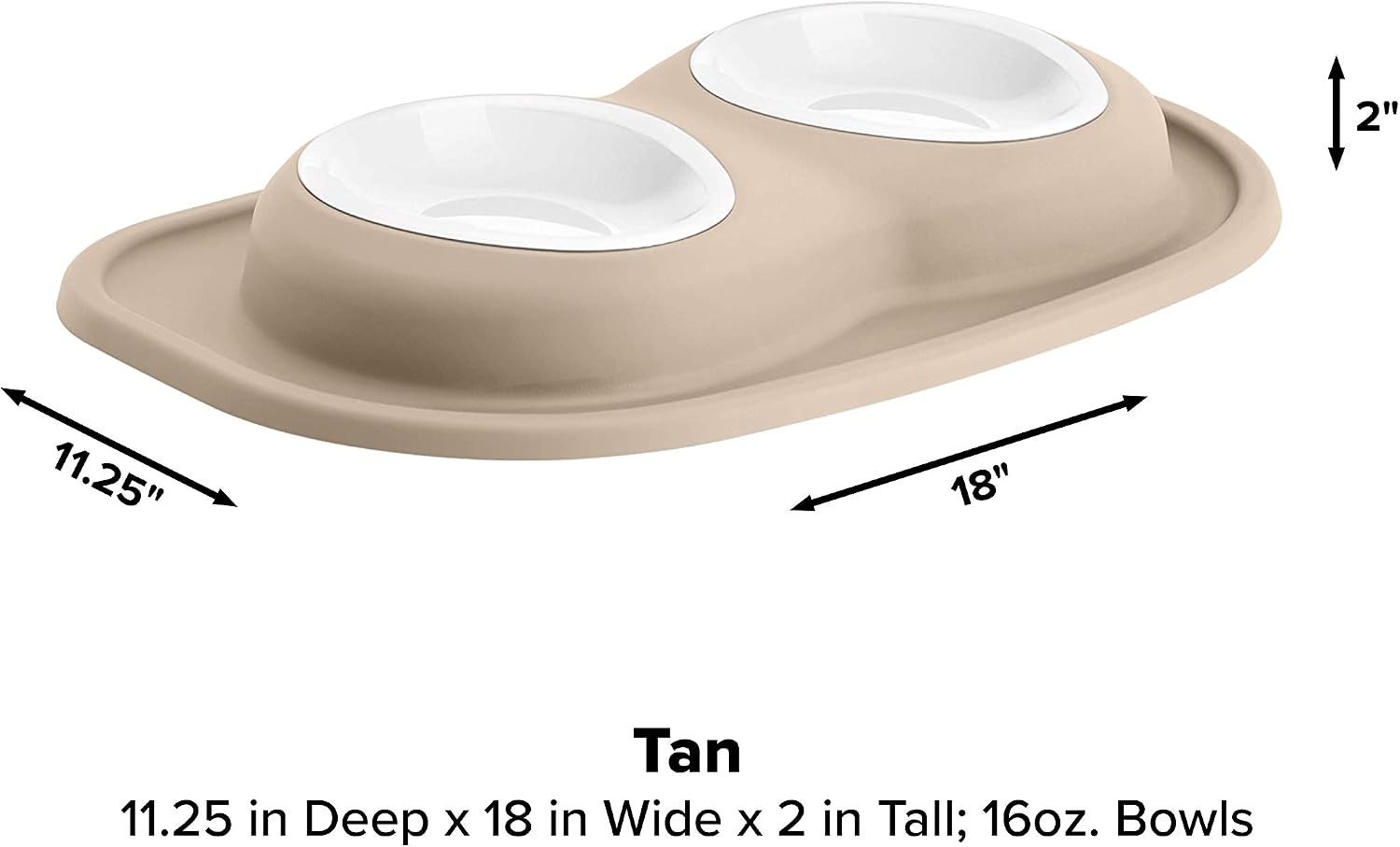 image:imageWeatherTech Double Low Pet Feeding System wPlastic DogCat Bowls 8 oz 1 Cup Dark Grey PDL0801DGTan