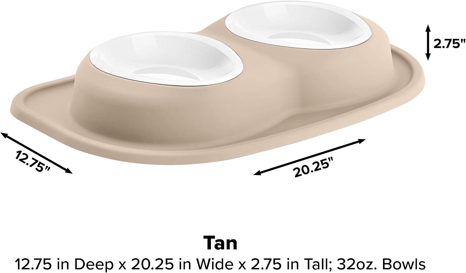image:imageWeatherTech Double Low Pet Feeding System wPlastic DogCat Bowls 8 oz 1 Cup Dark Grey PDL0801DGTan