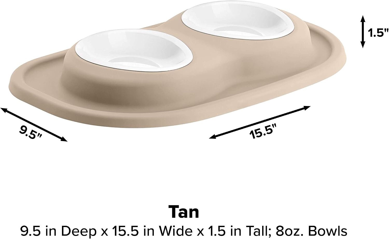image:imageWeatherTech Double Low Pet Feeding System wPlastic DogCat Bowls 8 oz 1 Cup Dark Grey PDL0801DGTan