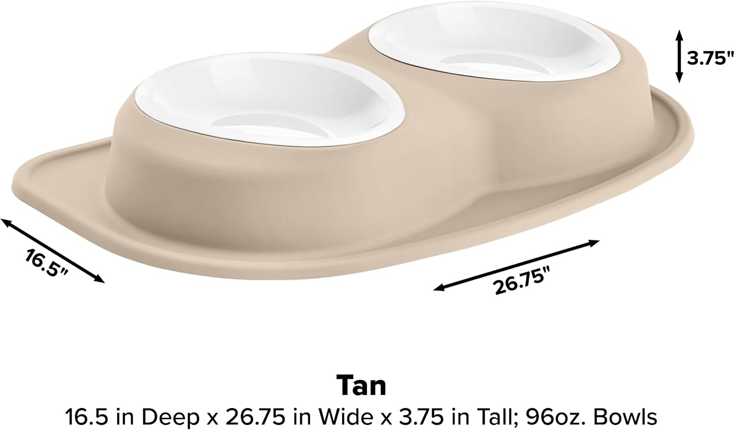image:imageWeatherTech Double Low Pet Feeding System wPlastic DogCat Bowls 8 oz 1 Cup Dark Grey PDL0801DGTan