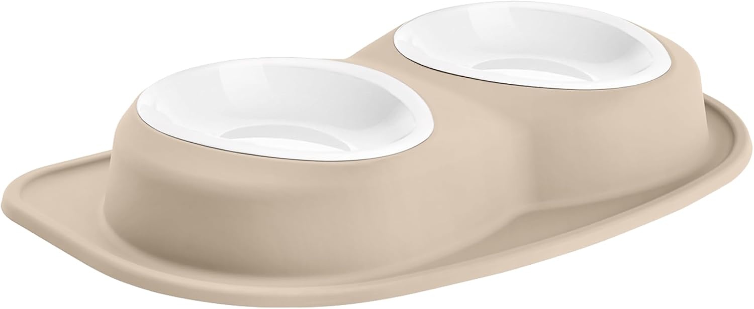 image:imageWeatherTech Double Low Pet Feeding System wPlastic DogCat Bowls 8 oz 1 Cup Dark Grey PDL0801DGTan