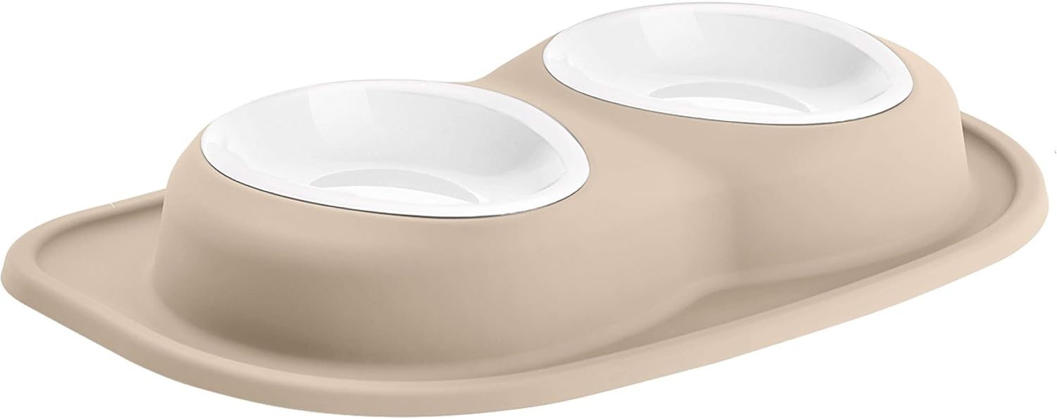 image:imageWeatherTech Double Low Pet Feeding System wPlastic DogCat Bowls 8 oz 1 Cup Dark Grey PDL0801DGTan