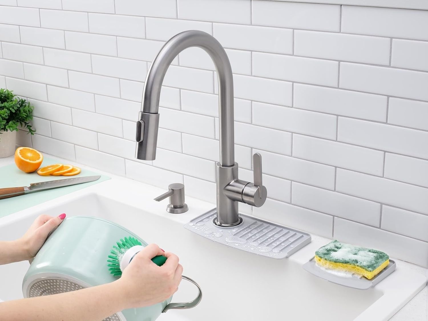 image:imageWeatherTech FaucetMat Protect Your Kitchen amp Bathroom Countertops Light GreyPebbleLight Grey